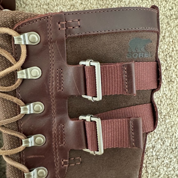 Sorel Conquest Carly II Leather Lace Up Snow/Winter Brown Boots SZ 6 - Picture 3 of 7